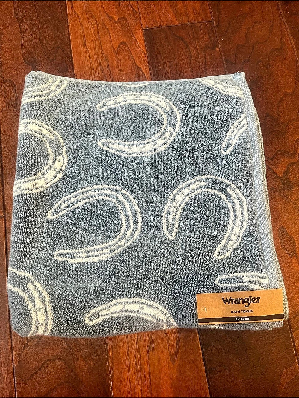 Wrangler Horseshoe Blue Bath Towel Blue & White